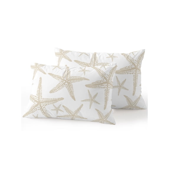Outdoor Pillows Waterproof, Coastal Starfish Bedding Throw Pillows with Insert for Couch Sofa Bed, Beige Nautical Minimalist Beach Cartoon 12x20 Inch Pillowcases Decorative Patio Pillow Set of 2