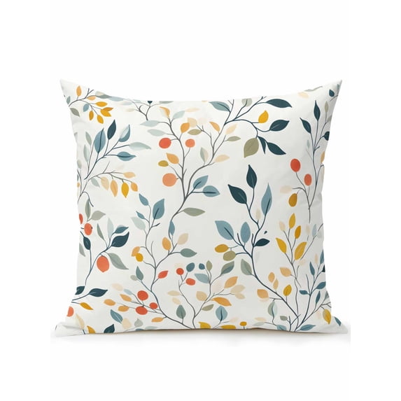 Outdoor Pillows Waterproof, Colorful Botanical Spring Bedding Throw Pillows with Insert for Couch Sofa Bed, Farmhouse Summer Leaves 18x18 Inch Pillowcases Decorative Camping Patio Pillow Set of 1