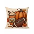 thumbnail image 1 of Outdoor Pillows Waterproof, Fall Thanksgiving Bedding Throw Pillows with Insert for Couch Sofa Bed, Football Pumpkins Maple Leaves Beige 16x16 Inch Pillowcases Decorative Patio Pillow Set of 1, 1 of 8