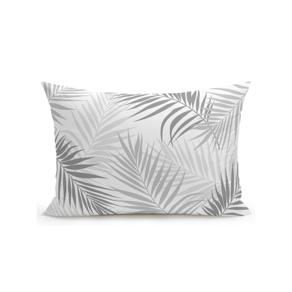 Outdoor Pillows Waterproof, Gray Palm Leaf Bedding Throw Pillows with Insert for Couch Sofa Bed, Tropical Botanical Leaves Minimalist 12x20 Inch Pillowcases Decorative Camping Patio Pillow Set of 1
