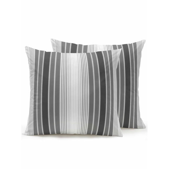 Outdoor Pillows Waterproof, Gray Vertical Stripes Bedding Throw Pillows with Insert for Couch Sofa Bed, Retro Simple Neutral Abstract Lines 18x18 Inch Pillowcases Decorative Patio Pillow Set of 2