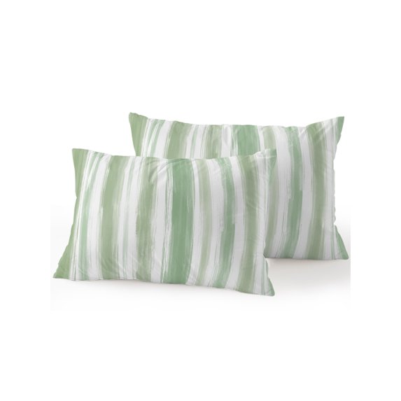 Outdoor Pillows Waterproof, Green Stripe Bedding Throw Pillows with Insert for Couch Sofa Bed, Modern Abstract Ombre Geometric Lines 12x20 Inch Pillowcases Decorative Camping Patio Pillow Set of 2