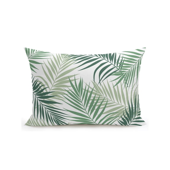 Outdoor Pillows Waterproof, Green Tropical Botanical Bedding Throw Pillows with Insert for Couch Sofa Bed, Summer Palm Leaves Plants 12x20 Inch Pillowcases Decorative Camping Patio Pillow Set of 1