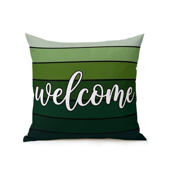 Outdoor Pillows Waterproof, Green Wooden Grain Bedding Throw Pillows with Insert for Couch Sofa Bed, Ombre Farmhouse Country Wood Plank 16x16 Inch Pillowcases Decorative Camping Patio Pillow Set of 1