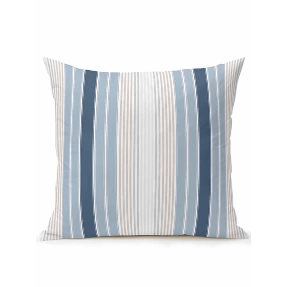 Outdoor Pillows Waterproof, Grey Blue Vertical Stripes Bedding Throw Pillows with Insert for Couch Sofa Bed, Modern Minimalist Abstract 16x16 Inch Pillowcases Decorative Patio Pillow Set of 1