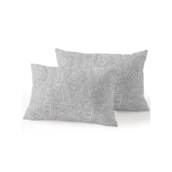 Outdoor Pillows Waterproof, Grey Geometric Bedding Throw Pillows with Insert for Couch Sofa Bed, Aesthetics Luxury Abstract Art 12x20 Inch Pillowcases Decorative Camping Patio Pillow Set of 2