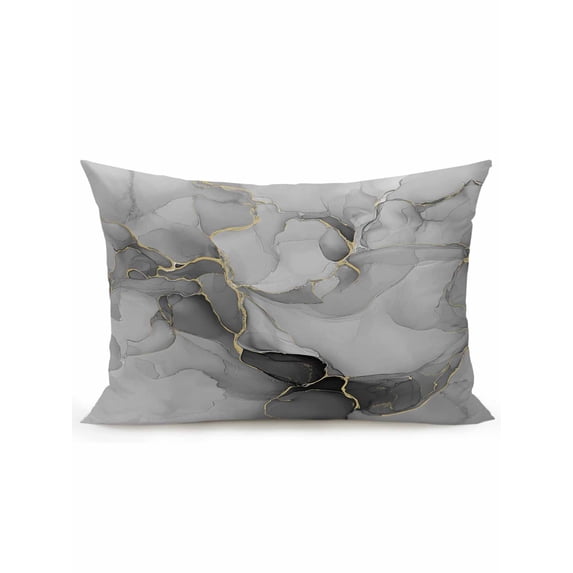Outdoor Pillows Waterproof, Grey Ombre Marble Bedding Throw Pillows with Insert for Couch Sofa Bed, Gray Marble Crack Abstract Modern 12x20 Inch Pillowcases Decorative Camping Patio Pillow Set of 1