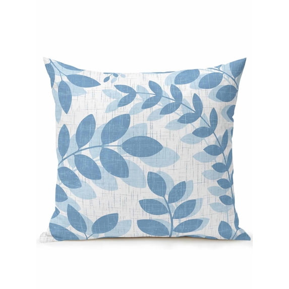 Outdoor Pillows Waterproof, Lake Blue Leaves Bedding Throw Pillows with Insert for Couch Sofa Bed, Summer Farmhouse Botanical Boho Branch 16x16 Inch Pillowcases Decorative Patio Pillow Set of 1