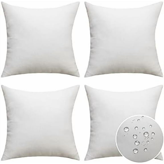 Outdoor Pillows Waterproof Linen Pillow Covers Bohemian Throw Pillow Covers for Patio Living Room Kid, 4 Pieces, 16 x 16 inches(40cm x 40cm), White