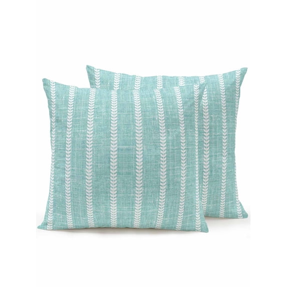 Outdoor Pillows Waterproof, Modern Minimalist Art Bedding Throw Pillows with Insert for Couch Sofa Bed, Bohemia Vertical Lines Green 16x16 Inch Pillowcases Decorative Camping Patio Pillow Set of 2