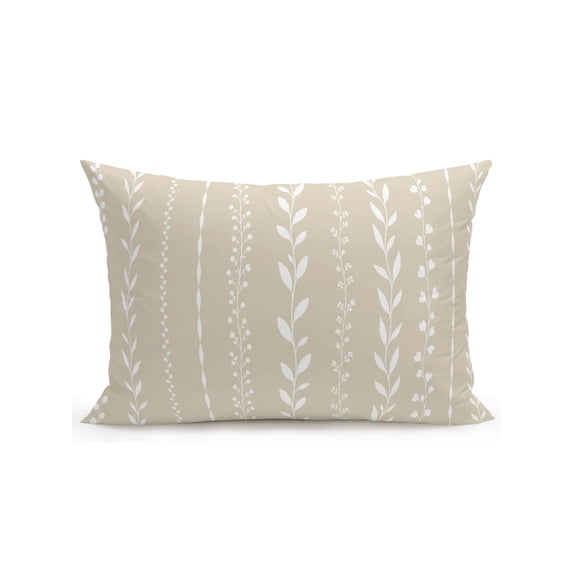 Outdoor Pillows Waterproof, Modern Minimalist Bedding Throw Pillows with Insert for Couch Sofa Bed, Country Leaves Stripes Pattern Beige 12x20 Inch Pillowcases Decorative Patio Pillow Set of 1