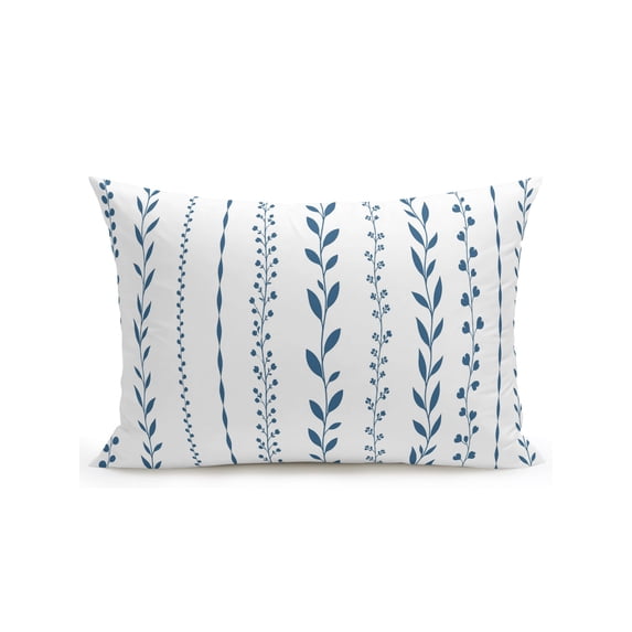 Outdoor Pillows Waterproof, Modern Minimalist Bedding Throw Pillows with Insert for Couch Sofa Bed, Light Blue Rustic Leaves Stripes 12x20 Inch Pillowcases Decorative Camping Patio Pillow Set of 1