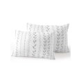 thumbnail image 1 of Outdoor Pillows Waterproof, Modern Minimalist Bedding Throw Pillows with Insert for Couch Sofa Bed, Rustic Leaves Vertical Stripes Gray 12x20 Inch Pillowcases Decorative Camping Patio Pillow Set of 2, 1 of 8