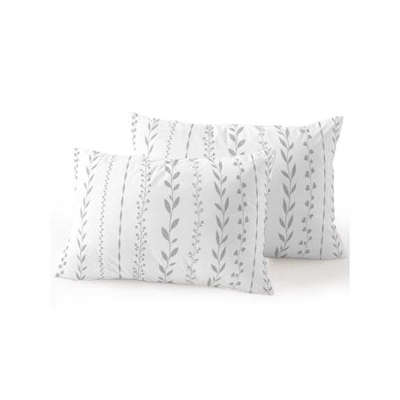 Outdoor Pillows Waterproof, Modern Minimalist Bedding Throw Pillows with Insert for Couch Sofa Bed, Rustic Leaves Vertical Stripes Gray 12x20 Inch Pillowcases Decorative Camping Patio Pillow Set of 2