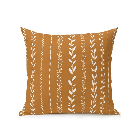 Outdoor Pillows Waterproof, Modern Simple Lines Bedding Throw Pillows with Insert for Couch Sofa Bed, Rustic Vertical Stripes Orange 16x16 Inch Pillowcases Decorative Camping Patio Pillow Set of 1