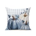 thumbnail image 1 of Outdoor Pillows Waterproof, Navy Blue Pumpkin Fall Bedding Throw Pillows with Insert for Couch Sofa Bed, Thanksgiving Botanical Checkered 18x18 Inch Pillowcases Decorative Patio Pillow Set of 1, 1 of 8