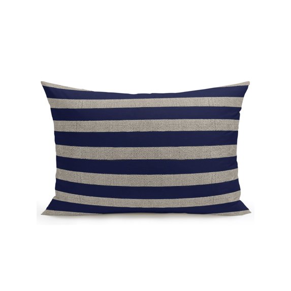 Outdoor Pillows Waterproof, Navy Blue Striped Bedding Throw Pillows with Insert for Couch Sofa Bed, Farmhouse Country Minimalist Stripes 12x20 Inch Pillowcases Decorative Patio Pillow Set of 1