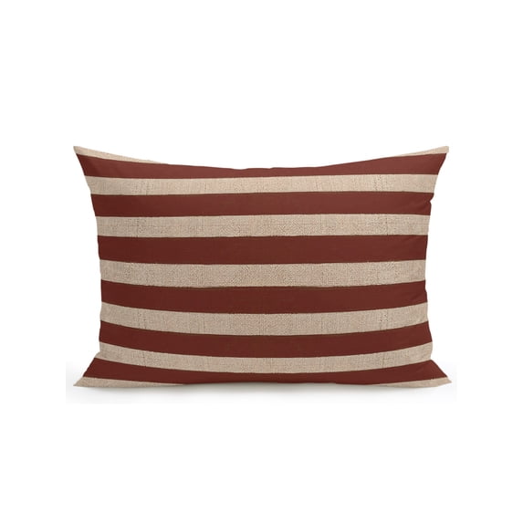 Outdoor Pillows Waterproof, Oatmeal Tan Striped Bedding Throw Pillows with Insert for Couch Sofa Bed, Farmhouse Country Minimalist Stripes 12x20 Inch Pillowcases Decorative Patio Pillow Set of 1