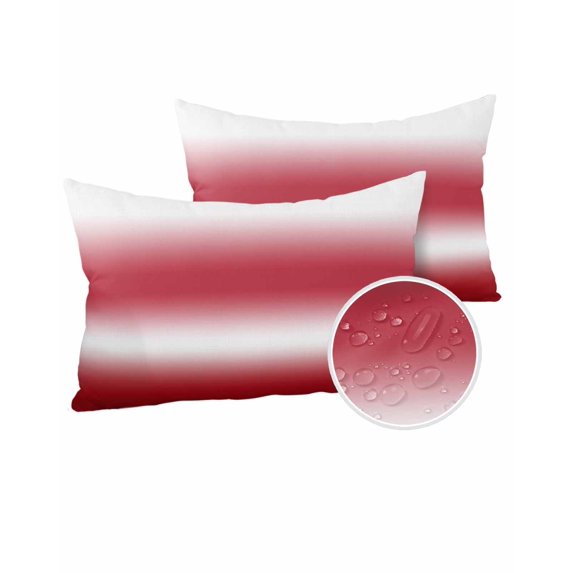 Outdoor Pillows Waterproof, Ombre Red Throw Pillows with Inserts Included, Modern Abstract Art Gradient Indoor Outdoor Decorative Lumbar Pillow for Bed/Couch/Patio 12"x20", 2Pcs