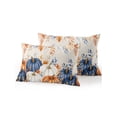 thumbnail image 1 of Outdoor Pillows Waterproof, Orange Blue Fall Bedding Throw Pillows with Insert for Couch Sofa Bed, Thanksgiving Pumpkin Botanical Maple Leaf 12x20 Inch Pillowcases Decorative Patio Pillow Set of 2, 1 of 8