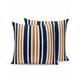 thumbnail image 1 of Outdoor Pillows Waterproof, Orange Navy Blue Striped Bedding Throw Pillows with Insert for Couch Sofa Bed, Modern Minimalist Ombre Lines 16x16 Inch Pillowcases Decorative Patio Pillow Set of 2, 1 of 8