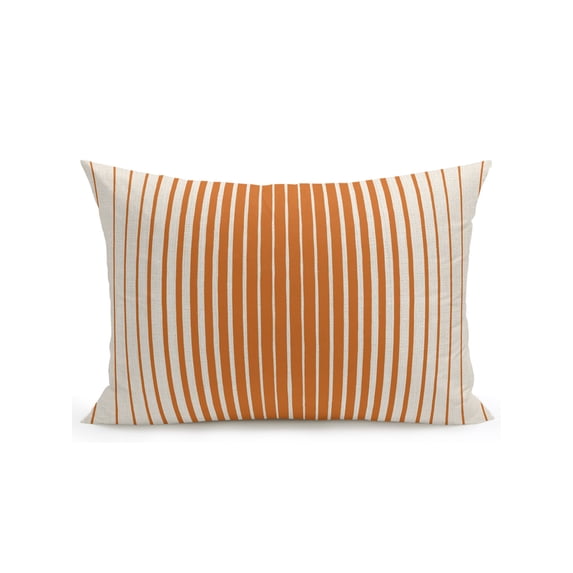 Outdoor Pillows Waterproof, Orange Striped Bedding Throw Pillows with Insert for Couch Sofa Bed, Farmhouse Beige Stripes Vintage Rustic 12x20 Inch Pillowcases Decorative Camping Patio Pillow Set of 1