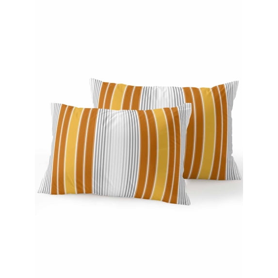 Outdoor Pillows Waterproof, Orange Stripes Bedding Throw Pillows with Insert for Couch Sofa Bed, Modern Farmhouse Simple Vertical Lines 12x20 Inch Pillowcases Decorative Patio Pillow Set of 2