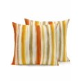 thumbnail image 1 of Outdoor Pillows Waterproof, Orange Yellow Stripe Bedding Throw Pillows with Insert for Couch Sofa Bed, Fall Farmhouse Modern Abstract 16x16 Inch Pillowcases Decorative Camping Patio Pillow Set of 2, 1 of 8
