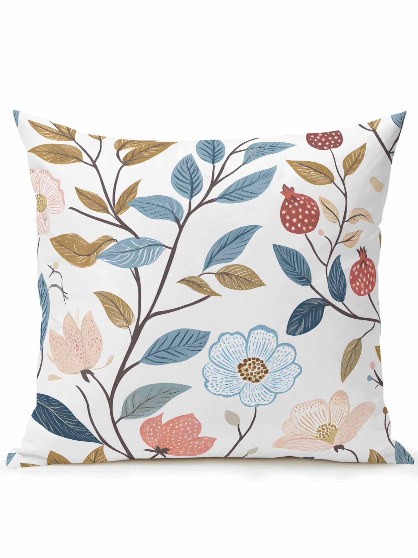 Outdoor Pillows Waterproof, Pastoral Botanical Bedding Throw Pillows with Insert for Couch Sofa Bed, Spring Summer Floral Farmhouse 16x16 Inch Pillowcases Decorative Camping Patio Pillow Set of 1