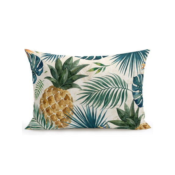 Outdoor Pillows Waterproof, Pineapple Bedding Throw Pillows with Insert for Couch Sofa Bed, Summer Fruits Palm Leaves Botanical Tropical 12x20 Inch Pillowcases Decorative Patio Pillow Set of 1