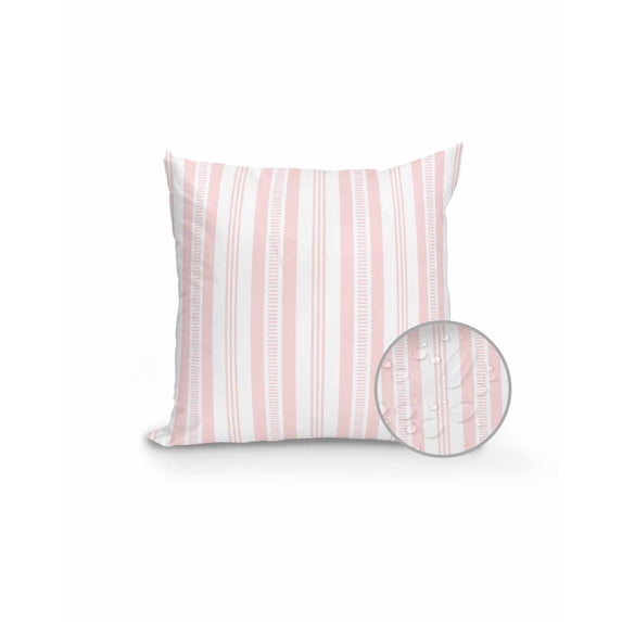 Outdoor Pillows Waterproof, Pink Striped Throw Pillows with Inserts Included, Farmhouse Stripes Modern Geometric Indoor Outdoor Decorative Lumbar Pillow for Bed/Couch/Patio 18"x18", 1Pcs