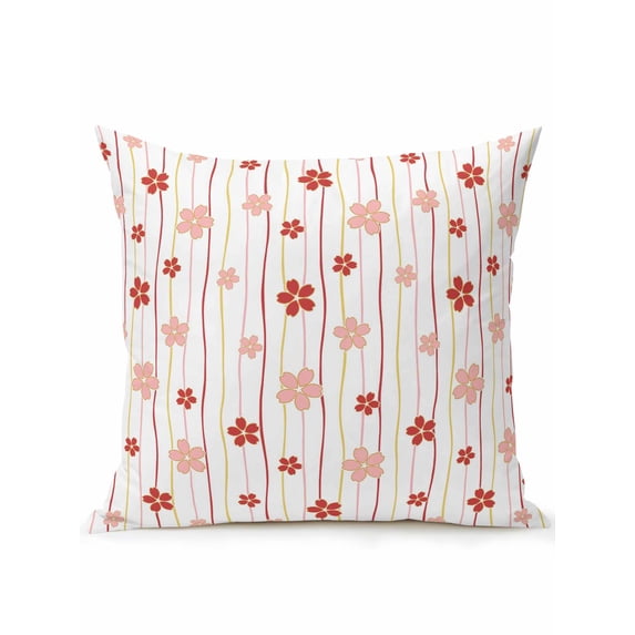 Outdoor Pillows Waterproof, Pink White Cherry Blossom Bedding Throw Pillows with Insert for Couch Sofa Bed, Farmhouse Petals Floral 16x16 Inch Pillowcases Decorative Camping Patio Pillow Set of 1
