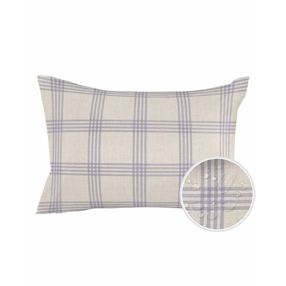 Outdoor Pillows Waterproof, Purple Checkered Throw Pillows with Inserts Included, Rustic Farmhouse Buffalo Plaid Indoor Outdoor Decorative Lumbar Pillow for Bed/Couch/Patio 12"x20", 1Pcs