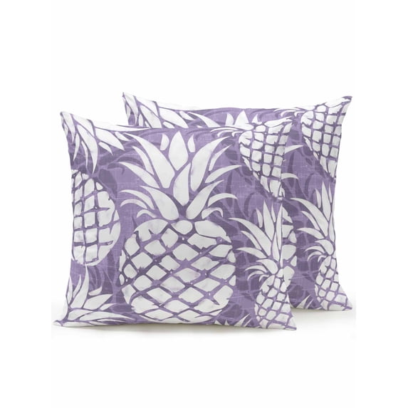 Outdoor Pillows Waterproof, Purple Pineapple Bedding Throw Pillows with Insert for Couch Sofa Bed, Tropical Summer Botanical Fruits 16x16 Inch Pillowcases Decorative Camping Patio Pillow Set of 2