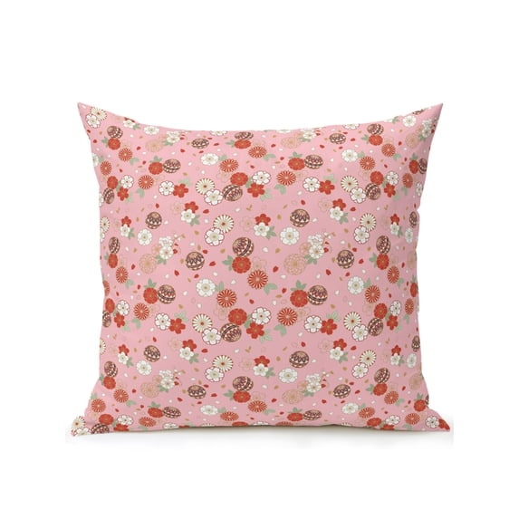 Outdoor Pillows Waterproof, Red Pink Rosebuds Bedding Throw Pillows with Insert for Couch Sofa Bed, Rustic RomanticFloral Botanical 16x16 Inch Pillowcases Decorative Camping Patio Pillow Set of 1
