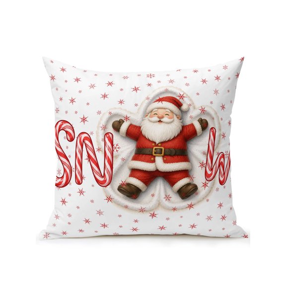Outdoor Pillows Waterproof, Red Snow Christmas Bedding Throw Pillows with Insert for Couch Sofa Bed, Plush Santa Snowflake Winter 16x16 Inch Pillowcases Decorative Camping Patio Pillow Set of 1