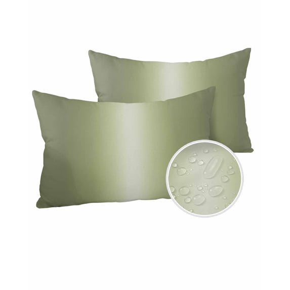 Outdoor Pillows Waterproof, Sage Green Ombre Throw Pillows with Inserts Included, Modern Abstract Art Gradient Indoor Outdoor Decorative Lumbar Pillow for Bed/Couch/Patio 12"x20", 2Pcs