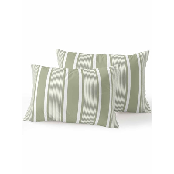 Outdoor Pillows Waterproof, Sage Green Stripe Bedding Throw Pillows with Insert for Couch Sofa Bed, Modern Striped Minimalist Geometric Lines 12x20 Inch Pillowcases Decorative Patio Pillow Set of 2