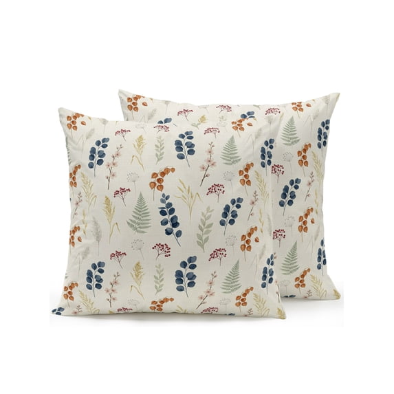 Outdoor Pillows Waterproof, Spring Floral Bedding Throw Pillows with Insert for Couch Sofa Bed, Farmhouse Flowers Rustic Art 18x18 Inch Pillowcases Decorative Camping Patio Pillow Set of 2