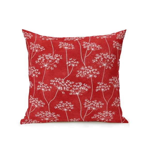 Outdoor Pillows Waterproof, Spring Flowers Bedding Throw Pillows with Insert for Couch Sofa Bed, Retro Country Dandelion Floral Red 16x16 Inch Pillowcases Decorative Camping Patio Pillow Set of 1