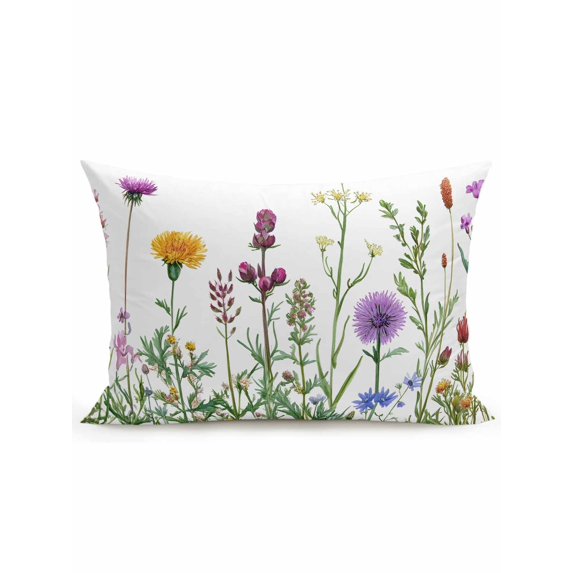 Outdoor Pillows Waterproof, Spring Summer Flowers Bedding Throw Pillows with Insert for Couch Sofa Bed, Farmhouse Floral Botanical 12x20 Inch Pillowcases Decorative Camping Patio Pillow Set of 1