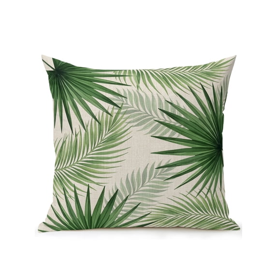 Outdoor Pillows Waterproof, Summer Leaves Bedding Throw Pillows with Insert for Couch Sofa Bed, Rustic Tropical Palm Leaf Plants Branches 16x16 Inch Pillowcases Decorative Patio Pillow Set of 1