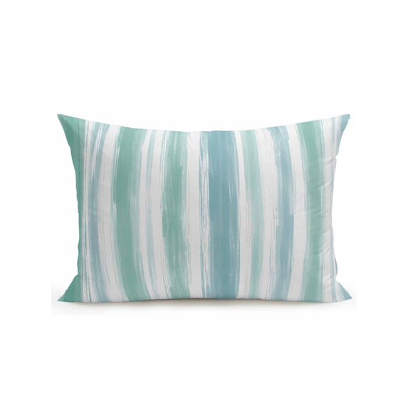 Outdoor Pillows Waterproof, Teal Blue Stripe Bedding Throw Pillows with Insert for Couch Sofa Bed, Modern Abstract Ombre Geometric Lines 12x20 Inch Pillowcases Decorative Patio Pillow Set of 1