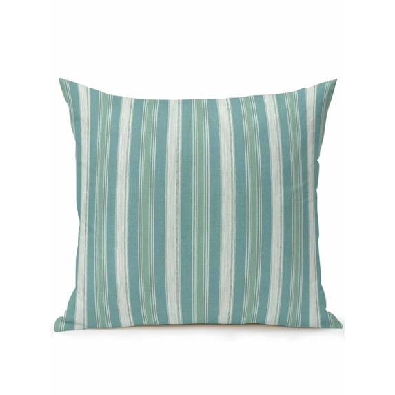Outdoor Pillows Waterproof, Teal Stripes Bedding Throw Pillows with Insert for Couch Sofa Bed, Farmhouse Striped Modern Abstra 18x18 Inch Pillowcases Decorative Camping Patio Pillow Set of 1