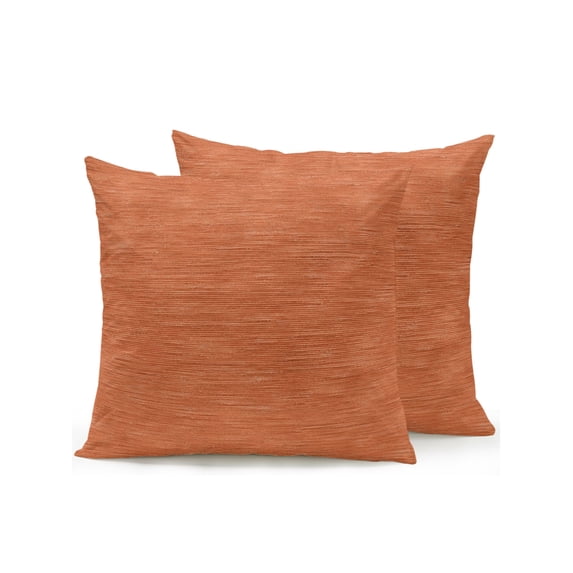 Outdoor Pillows Waterproof, Terracotta Orange Solid Color Bedding Throw Pillows with Insert for Couch Sofa Bed, Minimalist Vintage Linen Texture 18x18 Inch Pillowcases Patio Pillow Set of 2