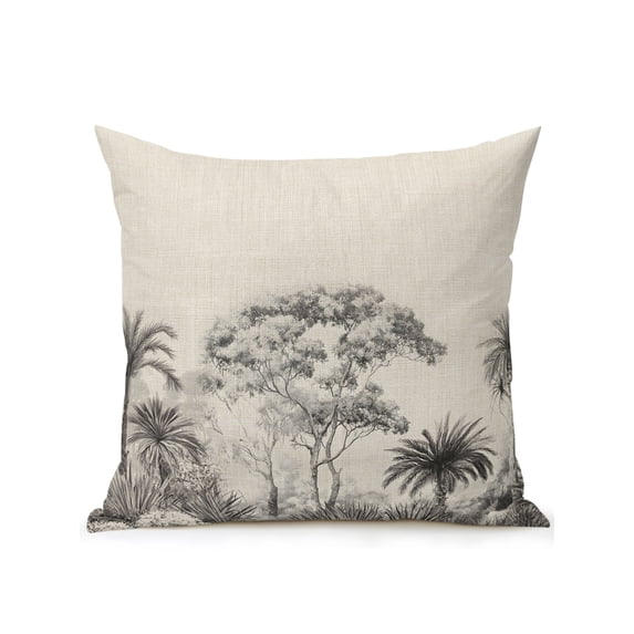 Outdoor Pillows Waterproof, Tropical Forest Bedding Throw Pillows with Insert for Couch Sofa Bed, Farmhouse Retro Summer Nature Tree Plants 16x16 Inch Pillowcases Decorative Patio Pillow Set of 1