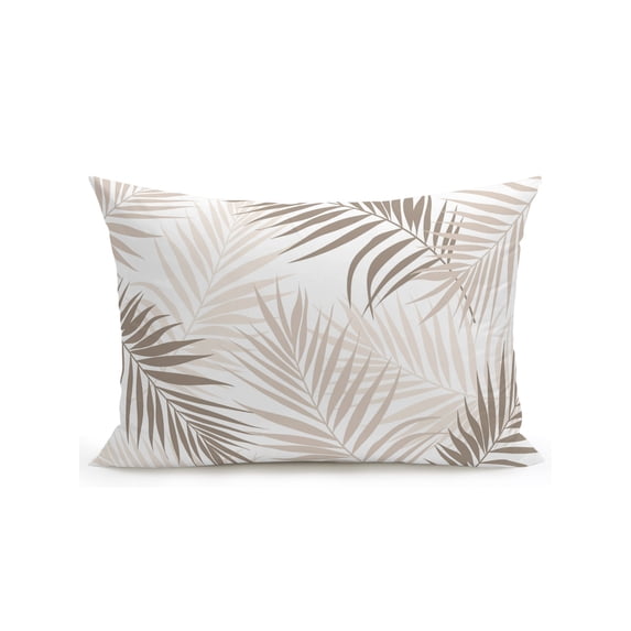Outdoor Pillows Waterproof, Tropical Palm Leaves Bedding Throw Pillows with Insert for Couch Sofa Bed, Summer Natural Botanical Beige Brown 12x20 Inch Pillowcases Decorative Patio Pillow Set of 1