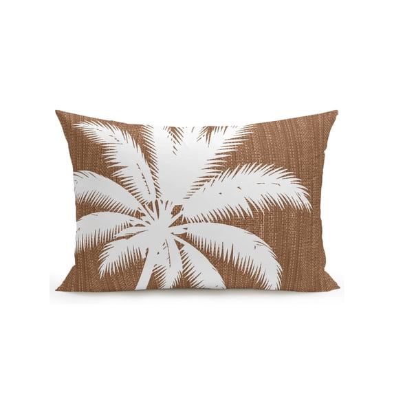 Outdoor Pillows Waterproof, Tropical Plants Bedding Throw Pillows with Insert for Couch Sofa Bed, Summer Coastal Palm Tree Leaves Farm Brown 12x20 Inch Pillowcases Decorative Patio Pillow Set of 1