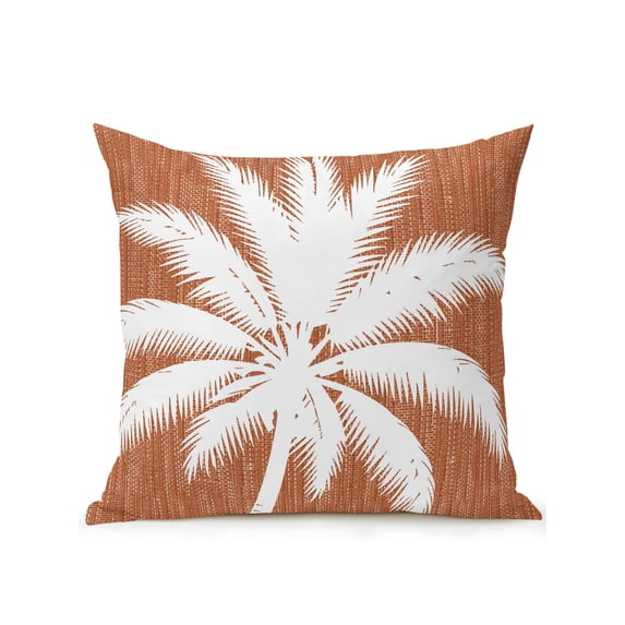 Outdoor Pillows Waterproof, Tropical Plants Bedding Throw Pillows with Insert for Couch Sofa Bed, Terracotta Summer Coastal Palm Tree Rustic Leaves 16x16 Inch Pillowcases Patio Pillow Set of 1