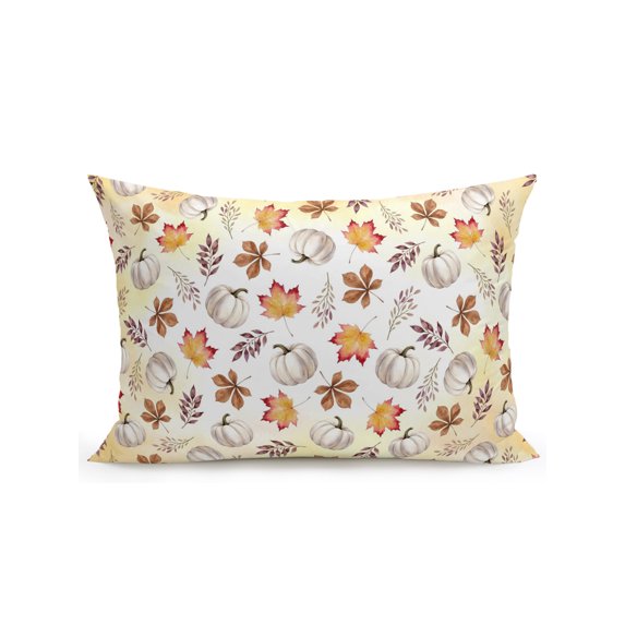 Outdoor Pillows Waterproof, White Pumpkins Fall Bedding Throw Pillows with Insert for Couch Sofa Bed, Thanksgiving Maple Leaves Farmhouse 12x20 Inch Pillowcases Decorative Patio Pillow Set of 1